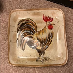 Rooster Square Dinner Plate